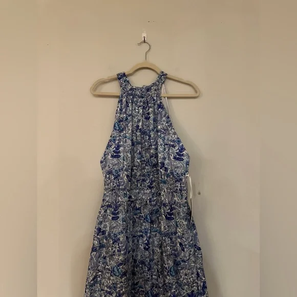 Hyacinth House - Tuckernuck Blue White Halter Neck Midi Dress- Size XXL - NWT - Picture 7 of 13